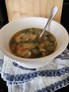 not chicken vegan soup in bowl